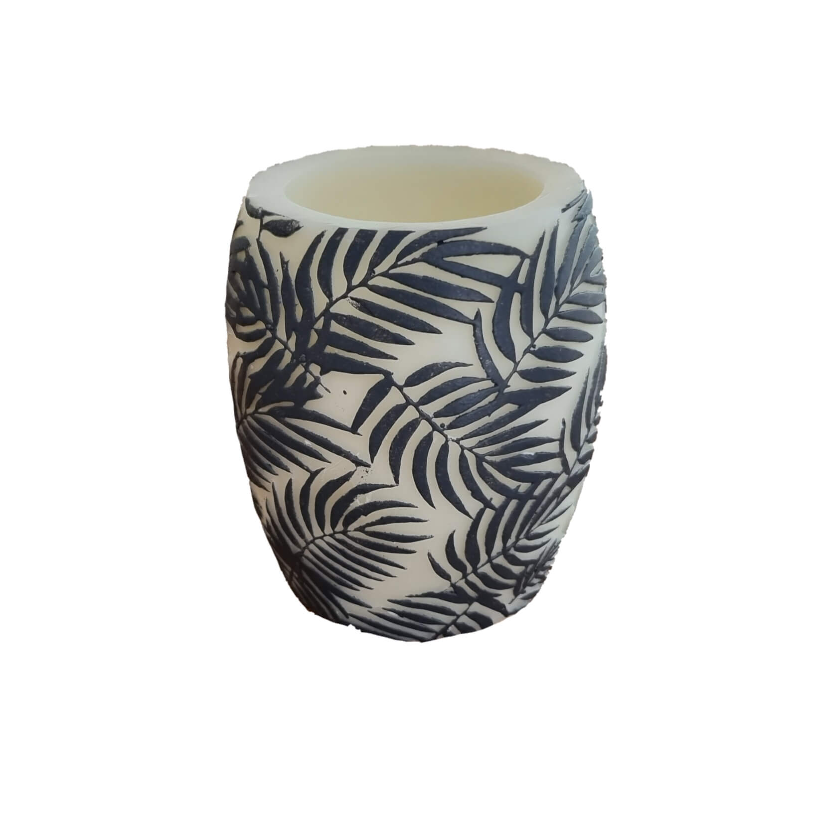 handmade hurricane candle in charcoal